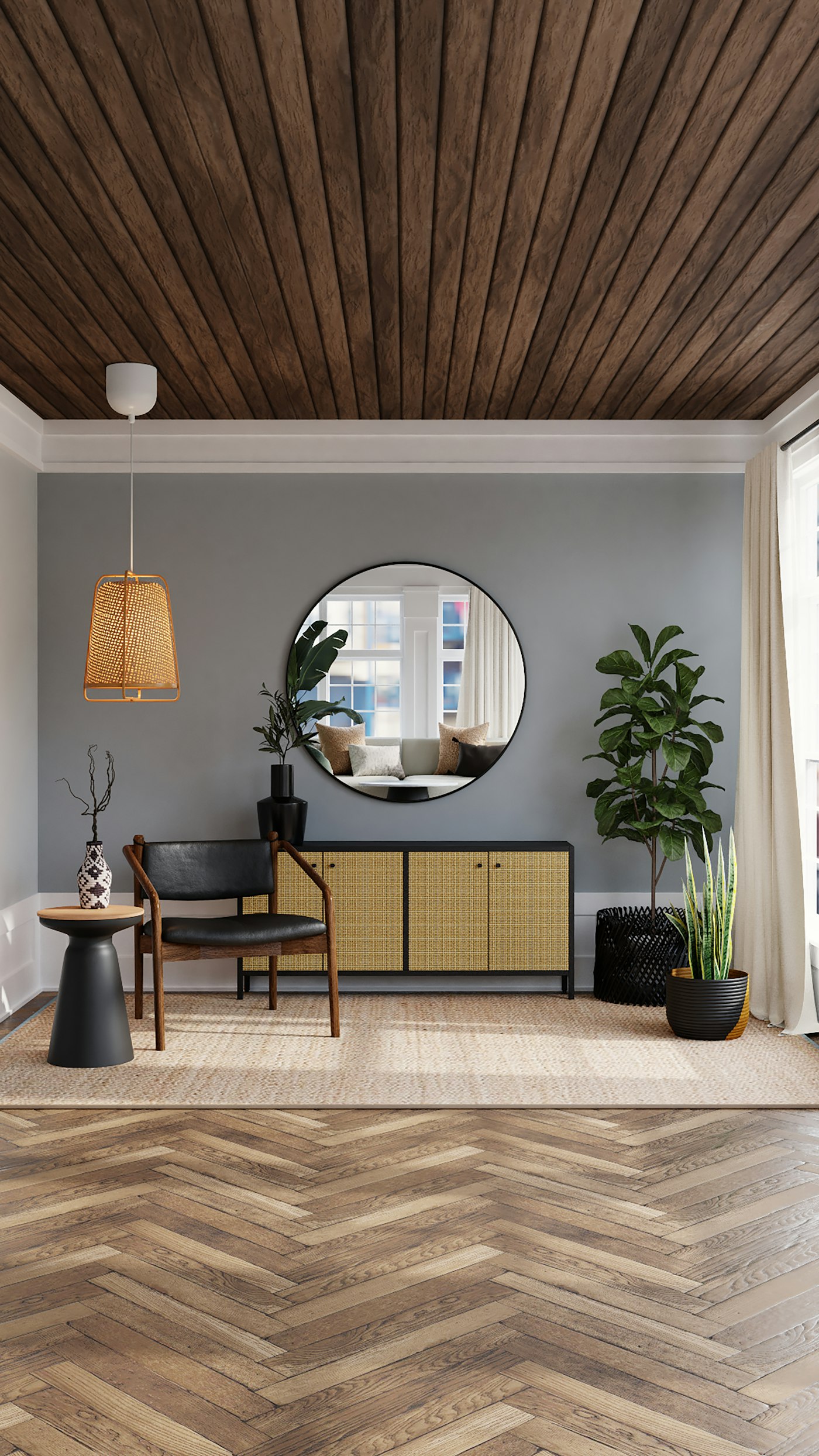 Finished living space with natural light